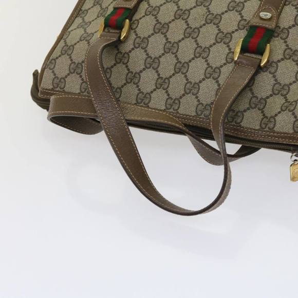 GUCCI GG Supreme Web Sherry Line Hand Bag 2way Beige Red 41 02 039 Auth 64239 - Picture 7 of 16